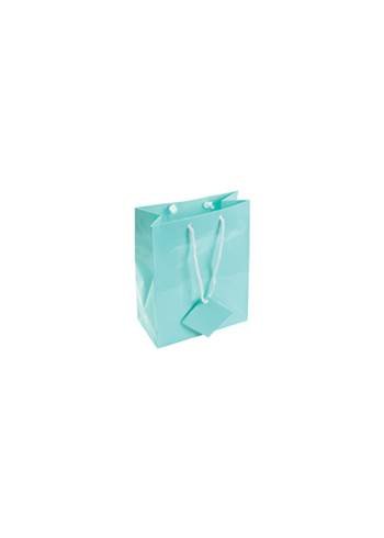 teal blue glossy shopping totes size-a